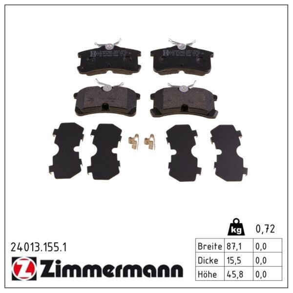 ZIMMERMANN 24013.155.1 Bremsbelagsatz, Scheibenbremse