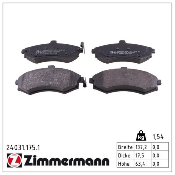 ZIMMERMANN 24031.175.1 Bremsbelagsatz, Scheibenbremse