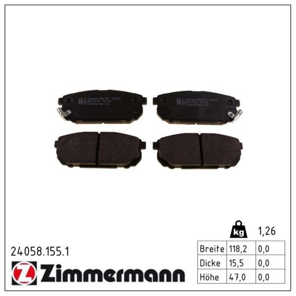 ZIMMERMANN 24058.155.1 Bremsbelagsatz, Scheibenbremse