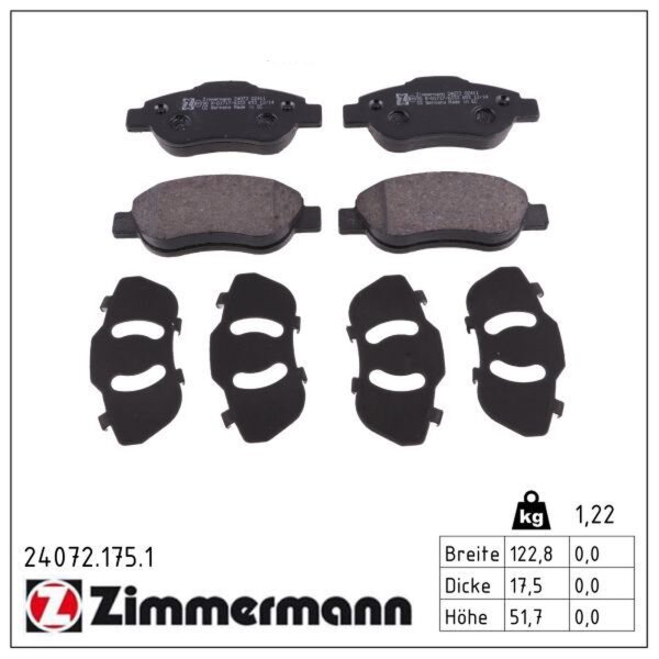 ZIMMERMANN 24072.175.1 Bremsbelagsatz, Scheibenbremse
