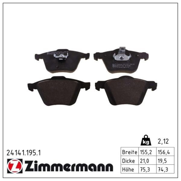 ZIMMERMANN 24141.195.1 Bremsbelagsatz, Scheibenbremse