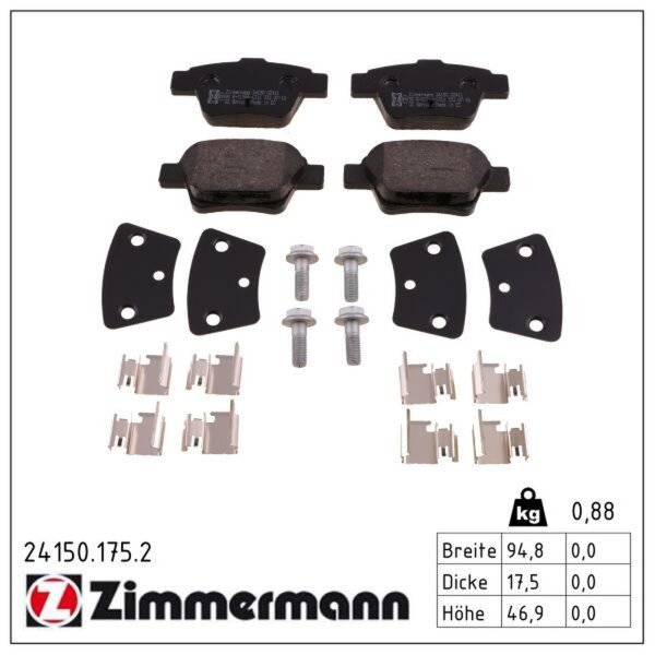 ZIMMERMANN 24150.175.2 Bremsbelagsatz, Scheibenbremse