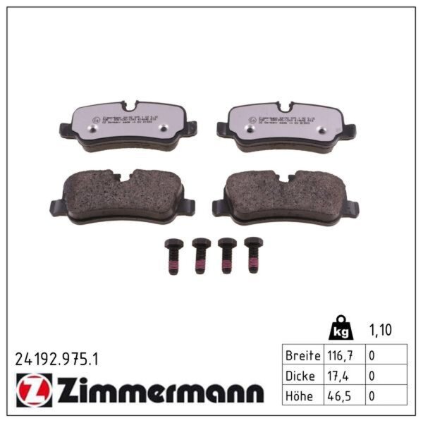 ZIMMERMANN 24192.975.1 Bremsbelagsatz, Scheibenbremse