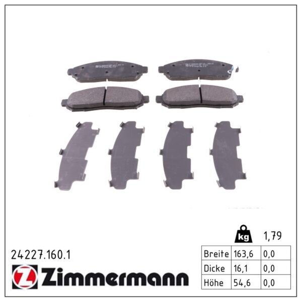 ZIMMERMANN 24227.160.1 Bremsbelagsatz, Scheibenbremse