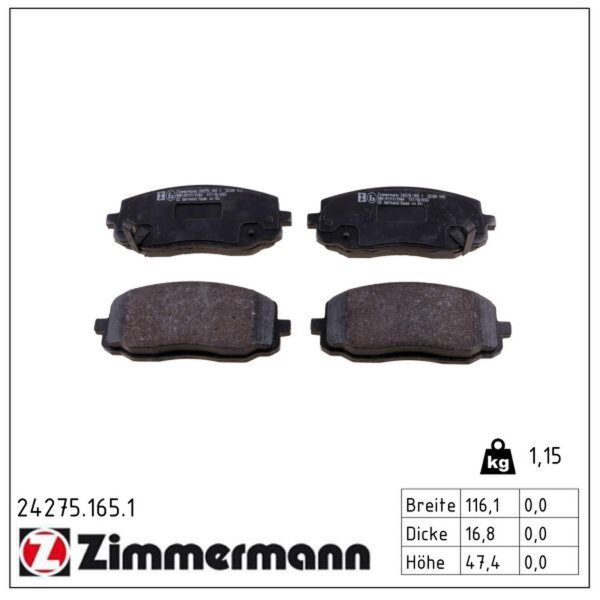 ZIMMERMANN 24275.165.1 Bremsbelagsatz, Scheibenbremse