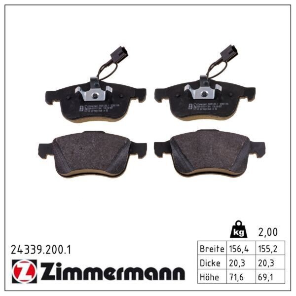 ZIMMERMANN 24339.200.1 Bremsbelagsatz, Scheibenbremse