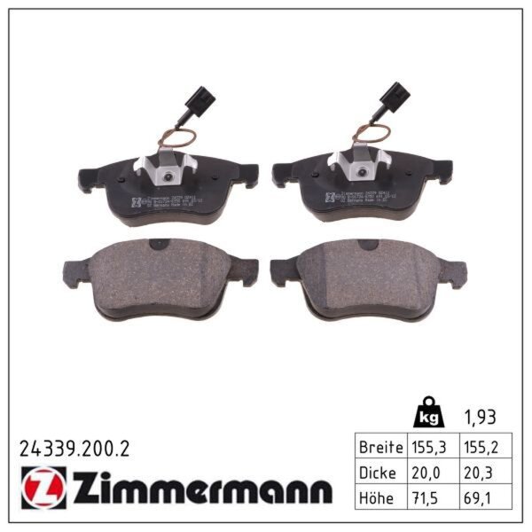 ZIMMERMANN 24339.200.2 Bremsbelagsatz, Scheibenbremse