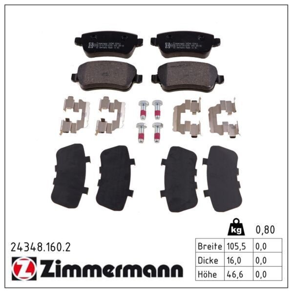 ZIMMERMANN 24348.160.2 Bremsbelagsatz, Scheibenbremse