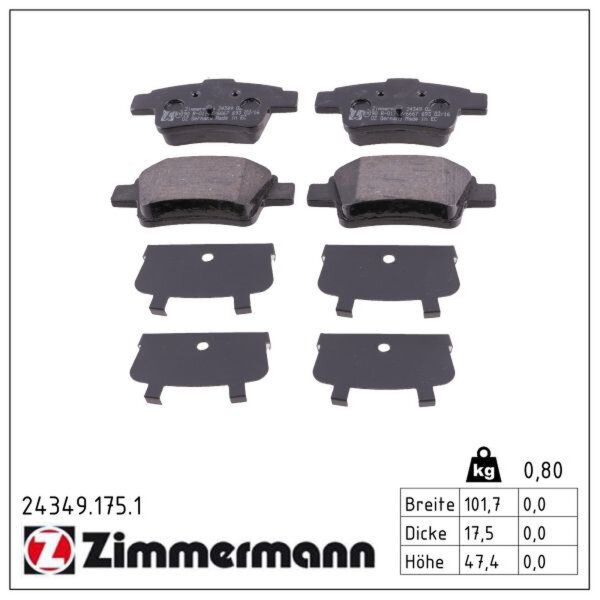 ZIMMERMANN 24349.175.1 Bremsbelagsatz, Scheibenbremse