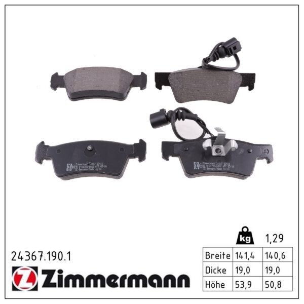ZIMMERMANN 24367.190.1 Bremsbelagsatz, Scheibenbremse