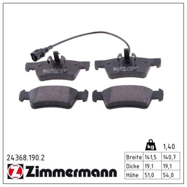 ZIMMERMANN 24368.190.2 Bremsbelagsatz, Scheibenbremse
