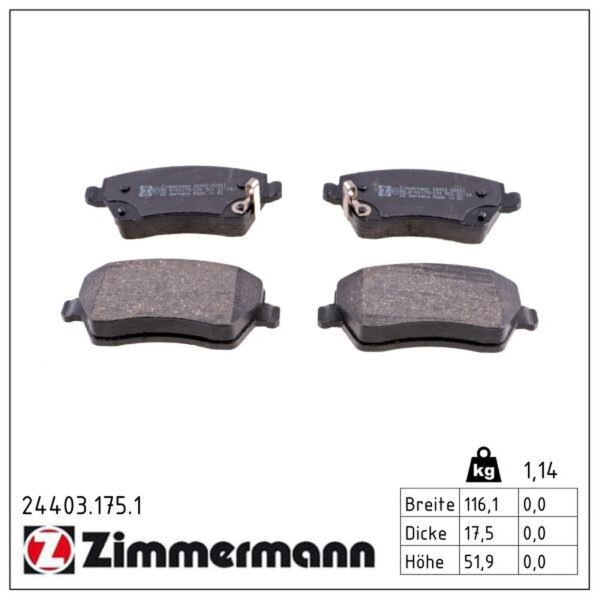 ZIMMERMANN 24403.175.1 Bremsbelagsatz, Scheibenbremse