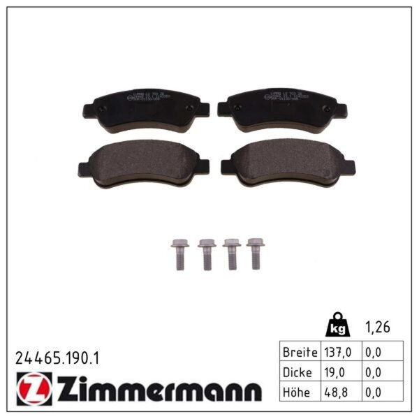 ZIMMERMANN 24465.190.1 Bremsbelagsatz, Scheibenbremse