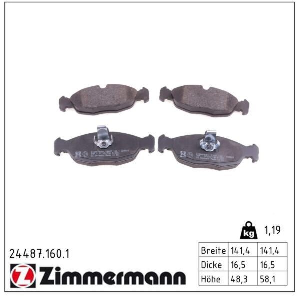 ZIMMERMANN 24487.160.1 Bremsbelagsatz, Scheibenbremse