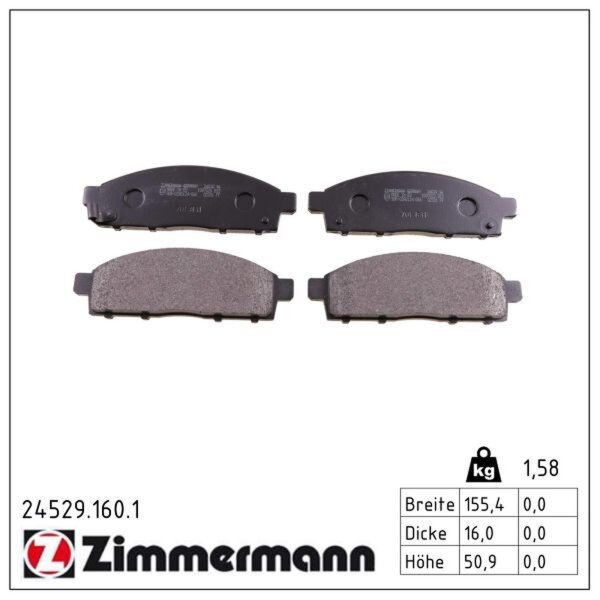 ZIMMERMANN 24529.160.1 Bremsbelagsatz, Scheibenbremse