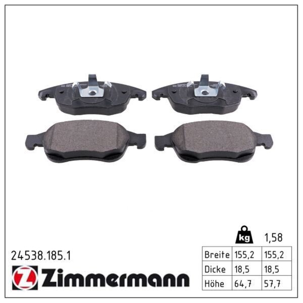 ZIMMERMANN 24538.185.1 Bremsbelagsatz, Scheibenbremse