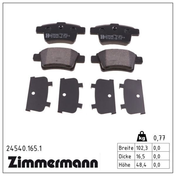 ZIMMERMANN 24540.165.1 Bremsbelagsatz, Scheibenbremse