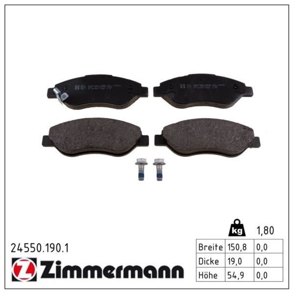ZIMMERMANN 24550.190.1 Bremsbelagsatz, Scheibenbremse