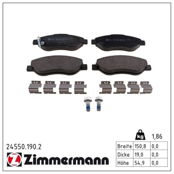 ZIMMERMANN 24550.190.2 Bremsbelagsatz, Scheibenbremse