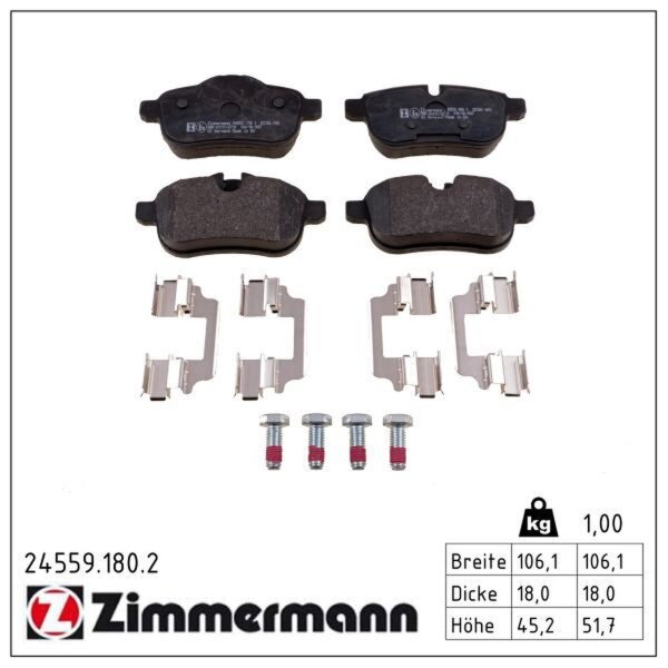 ZIMMERMANN 24559.180.2 Bremsbelagsatz, Scheibenbremse