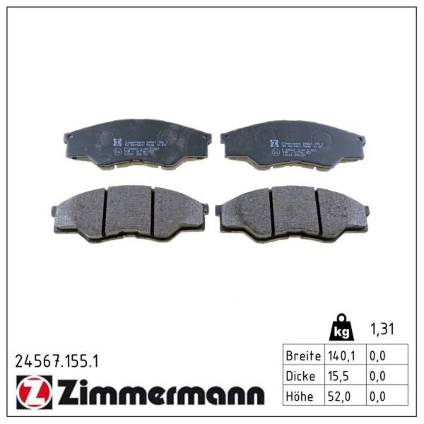 ZIMMERMANN 24567.155.1 Bremsbelagsatz, Scheibenbremse