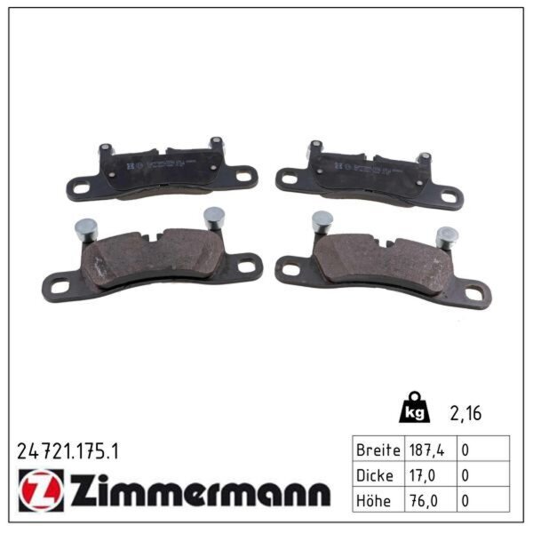 ZIMMERMANN 24721.175.1 Bremsbelagsatz, Scheibenbremse