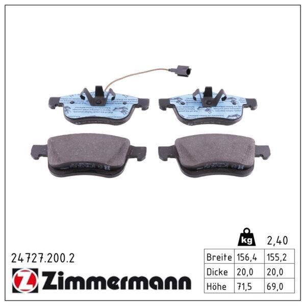 ZIMMERMANN 24727.200.2 Bremsbelagsatz, Scheibenbremse