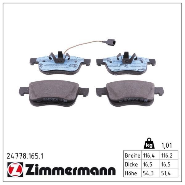 ZIMMERMANN 24778.165.1 Bremsbelagsatz, Scheibenbremse