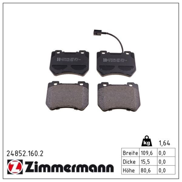 ZIMMERMANN 24852.160.2 Bremsbelagsatz, Scheibenbremse