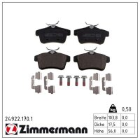 ZIMMERMANN 24922.170.1 Bremsbelagsatz, Scheibenbremse