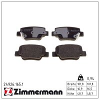 ZIMMERMANN 24926.165.1 Bremsbelagsatz, Scheibenbremse
