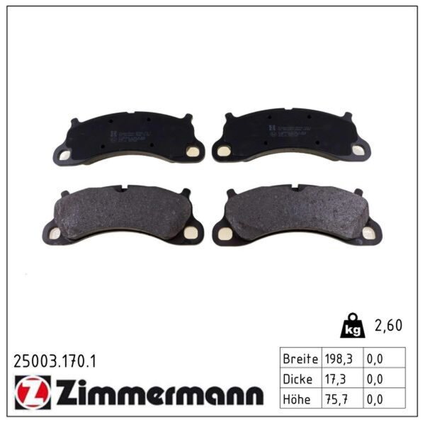 ZIMMERMANN 25003.170.1 Bremsbelagsatz, Scheibenbremse