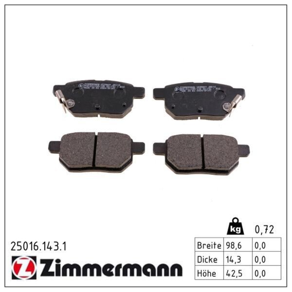 ZIMMERMANN 25016.143.1 Bremsbelagsatz, Scheibenbremse