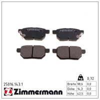 ZIMMERMANN 25016.143.1 Bremsbelagsatz, Scheibenbremse