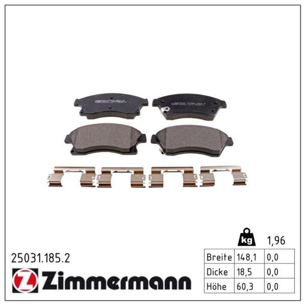 ZIMMERMANN 25031.185.2 Bremsbelagsatz, Scheibenbremse