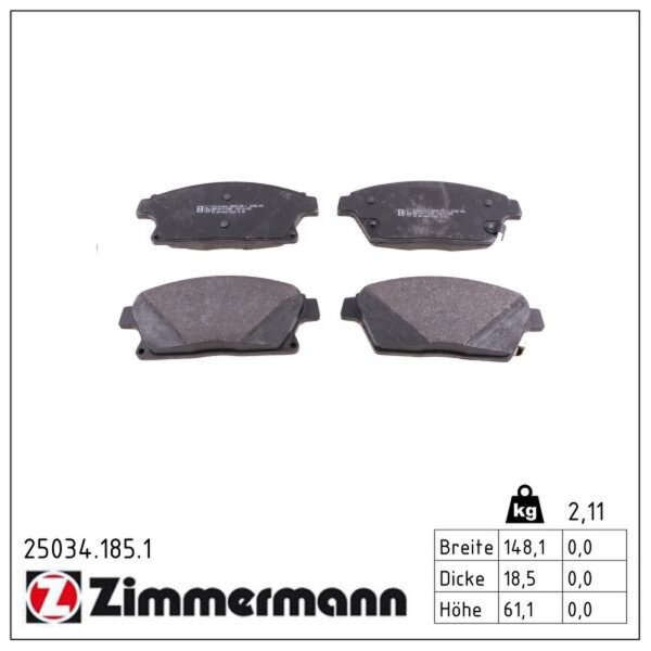 ZIMMERMANN 25034.185.1 Bremsbelagsatz, Scheibenbremse