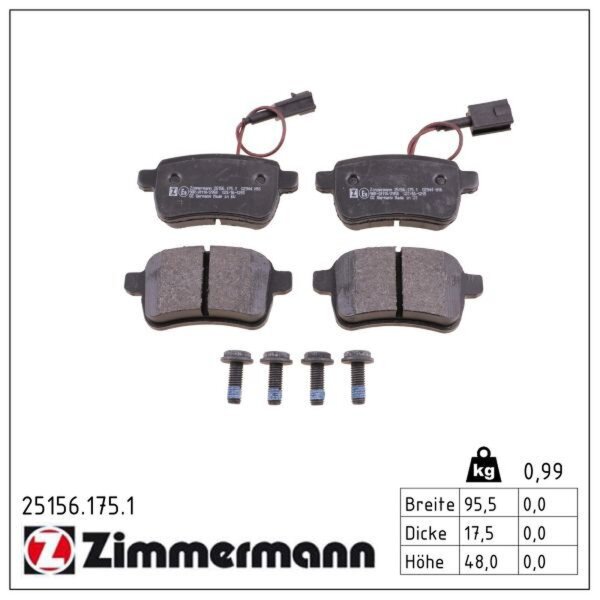 ZIMMERMANN 25156.175.1 Bremsbelagsatz, Scheibenbremse