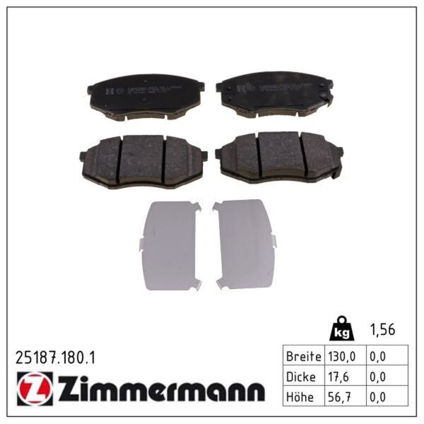 ZIMMERMANN 25187.180.1 Bremsbelagsatz, Scheibenbremse