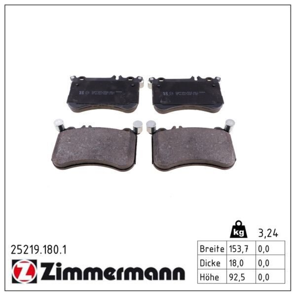 ZIMMERMANN 25219.180.1 Bremsbelagsatz, Scheibenbremse