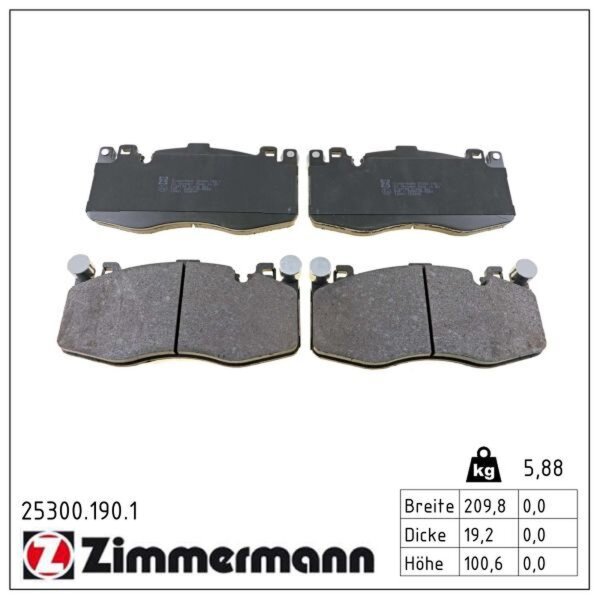 ZIMMERMANN 25300.190.1 Bremsbelagsatz, Scheibenbremse