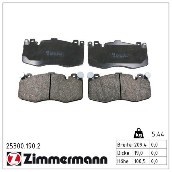 ZIMMERMANN 25300.190.2 Bremsbelagsatz, Scheibenbremse