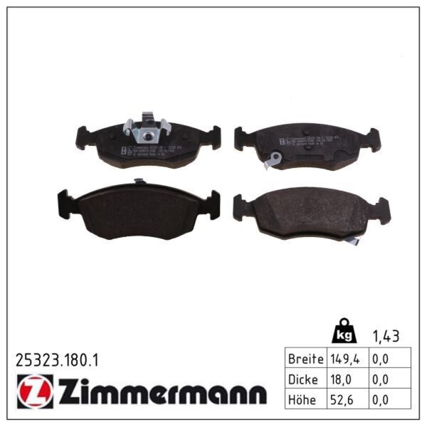 ZIMMERMANN 25323.180.1 Bremsbelagsatz, Scheibenbremse