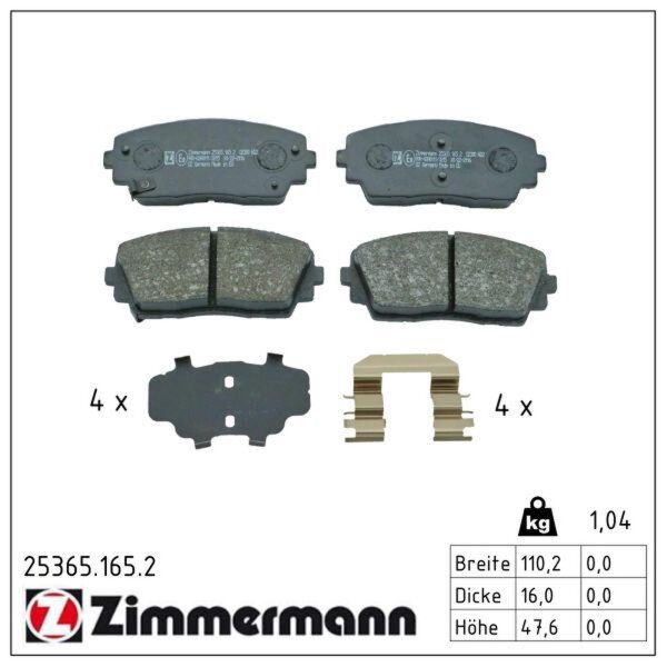 ZIMMERMANN 25365.165.2 Bremsbelagsatz, Scheibenbremse