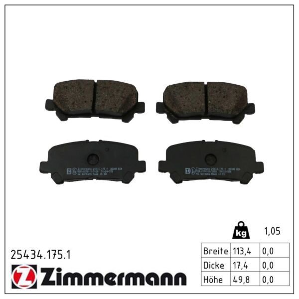 ZIMMERMANN 25434.175.1 Bremsbelagsatz, Scheibenbremse