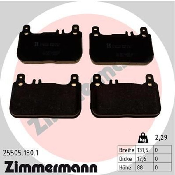 ZIMMERMANN 25505.180.1 Bremsbelagsatz, Scheibenbremse