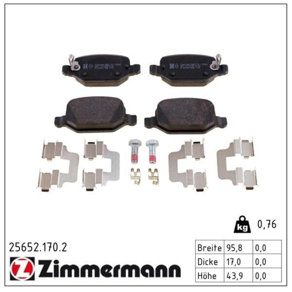 ZIMMERMANN 25652.170.2 Bremsbelagsatz, Scheibenbremse