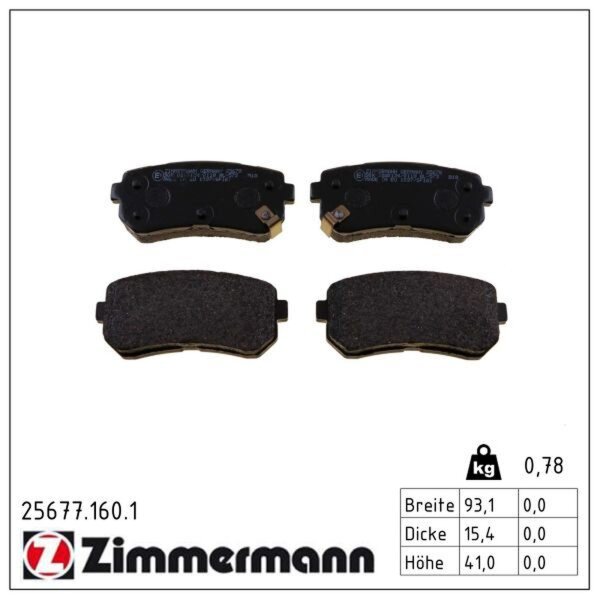 ZIMMERMANN 25677.160.1 Bremsbelagsatz, Scheibenbremse