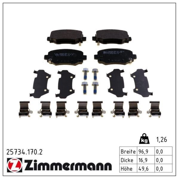 ZIMMERMANN 25734.170.2 Bremsbelagsatz, Scheibenbremse