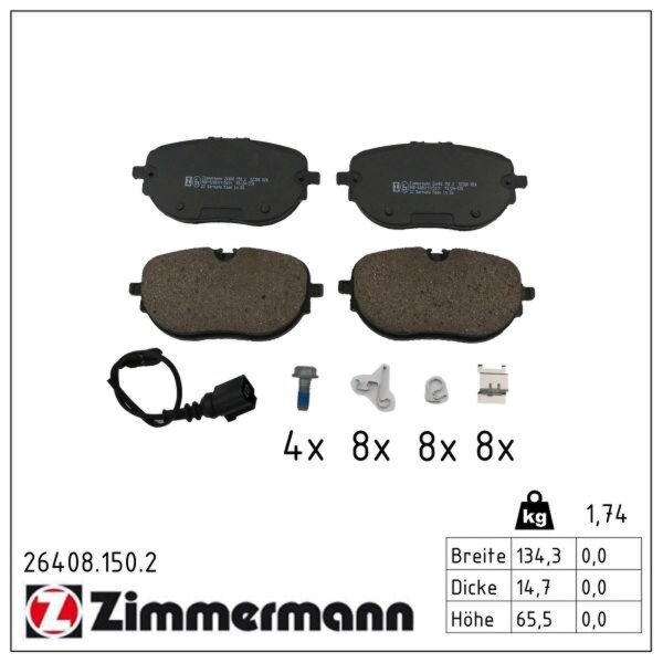 ZIMMERMANN 26408.150.2 Bremsbelagsatz, Scheibenbremse