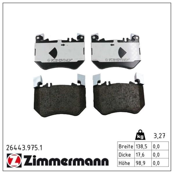 ZIMMERMANN 26443.975.1 Bremsbelagsatz, Scheibenbremse